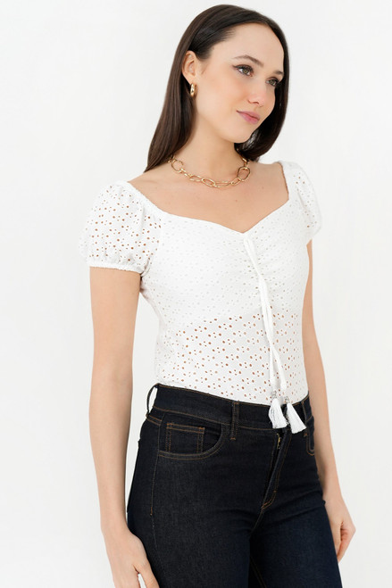 Polo Manga Corta Escote Diamante