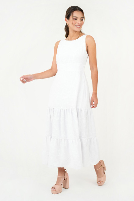 Vestido Maxi Escote Ojal Manga Cero Vestido Maxi Escote Ojal Manga Cero