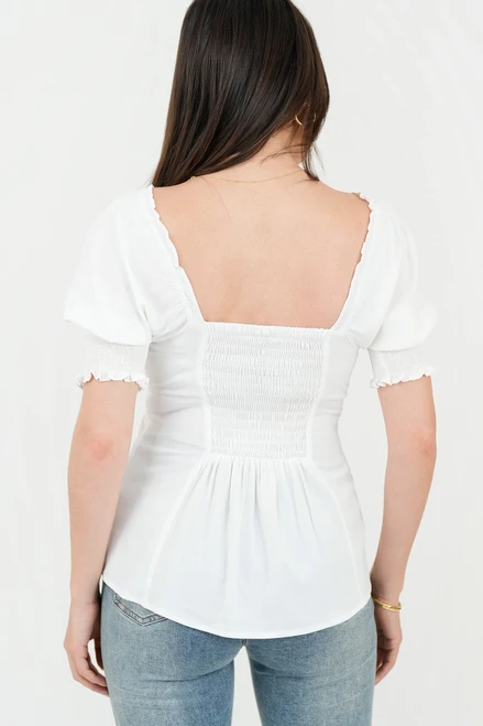Blusa manga corta busto recogido