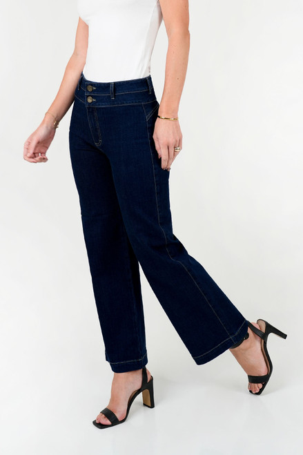 Pantalón Recto Denim Doble Pretina