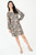 Vestido Corto Satin Hindu Estampado Manga Larga Escote Ojal