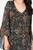 Vestido Corto Satin Hindu Estampado Manga Larga Escote V con Ruffle