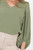 Blusa Manga 5/8 Seda Satinada Escote V con Manga Abullonada