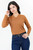 Blusa Manga 3/4 Hilo Viscosa Escote Ojal con Canesú Diagonal