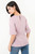 Blusa Manga 3/4 Seda Satinada Escote Ojal con Manga Abuchonada