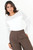 Blusa Manga 3/4 Seda Satinada Escote Ojal con Manga Abuchonada