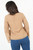 Blusa Manga 3/4 Seda Satinada Escote Ojal con Manga Abuchonada