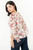 Blusa Escote Redondo Gasa Estampada con Manga 3/4 Acampanada