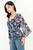 Blusa Escote Redondo Gasa Estampada con Manga 3/4 Acampanada