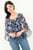 Blusa Escote Redondo Gasa Estampada con Manga 3/4 Acampanada