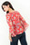 Blusa Escote Redondo Gasa Estampada con Manga 3/4 Acampanada