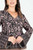 Blusa Manga Larga Acampanada Rayon Estampado Escote V con Corte Bajo Busto