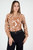 Blusa Manga Larga Rayon Estampado con Cuello Camisero y Escote V