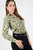 Blusa Manga Larga Rayon Estampado con Cuello Camisero y Escote V