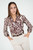 Blusa Manga Larga Rayon Estampado con Cuello Camisero y Escote V
