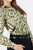 Blusa Manga Larga Rayon Estampado con Cuello Camisero y Escote V