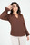 Blusa manga larga cuello camisero y escote V