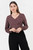Blusa manga larga en seda corrugada con escote V