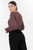 Blusa manga larga en seda corrugada con escote V