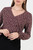 Blusa manga larga en seda corrugada con escote V