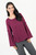Blusa manga larga acampanada en gasa con escote ojal