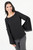 Blusa manga larga acampanada en gasa con escote ojal