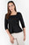 Polo manga 3/4 en suede con escote cuadrado y silueta peplum