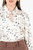 Blusa manga larga en satin estampado con cuello neru retorcido y escote V