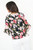 Blusa manga 3/4 en gasa estampada con escote redondo y mangas con ruffle