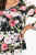 Blusa manga 3/4 en gasa estampada con escote redondo y mangas con ruffle