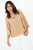 Blusa manga 3/4 en gasa hindu con escote ojal y mangas campana