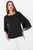 Blusa manga 3/4 en gasa hindu con escote ojal y mangas campana