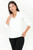 Blusa manga 3/4 en gasa crepe con cuello neru anatómico y escote V