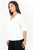 Blusa manga 3/4 en gasa crepe con cuello neru anatómico y escote V