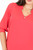 Blusa manga 3/4 en gasa crepe con cuello neru anatómico y escote V