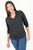 Blusa manga 3/4 en gasa crepe con cuello neru anatómico y escote V