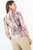Polo manga 3/4 en tull mesh digital con escote V y ruffle