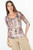 Polo manga 3/4 en tull mesh digital con escote V y ruffle