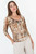 Polo manga 3/4 en tull mesh digital con escote V y ruffle