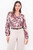 Blusa manga larga en rayon estampado con escote V