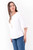 Blusa manga 3/4 en seda con escote V y mangas acampanadas