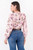 Blusa manga larga en rayon estampado con escote redondo y mangas abullonadas