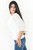 Polo manga 3/4 en Sutex/Brisa con escote ojal y mangas campana de gasa