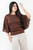 Polo manga 3/4 en Sutex/Brisa con escote ojal y mangas campana de gasa