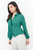 Blusa camisera de gasa con manga larga, nudo delantero y doble tela