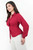 Blusa camisera de gasa con manga larga, nudo delantero y doble tela