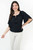 Blusa de Lino Florida Labrado con Volante