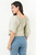 Blusa de Lino Florida Labrado con Volante