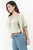 Blusa de Lino Florida Labrado con Volante