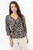 Blusa manga 3/4 en Mara estampado con escote V y recogido regulable en el busto
